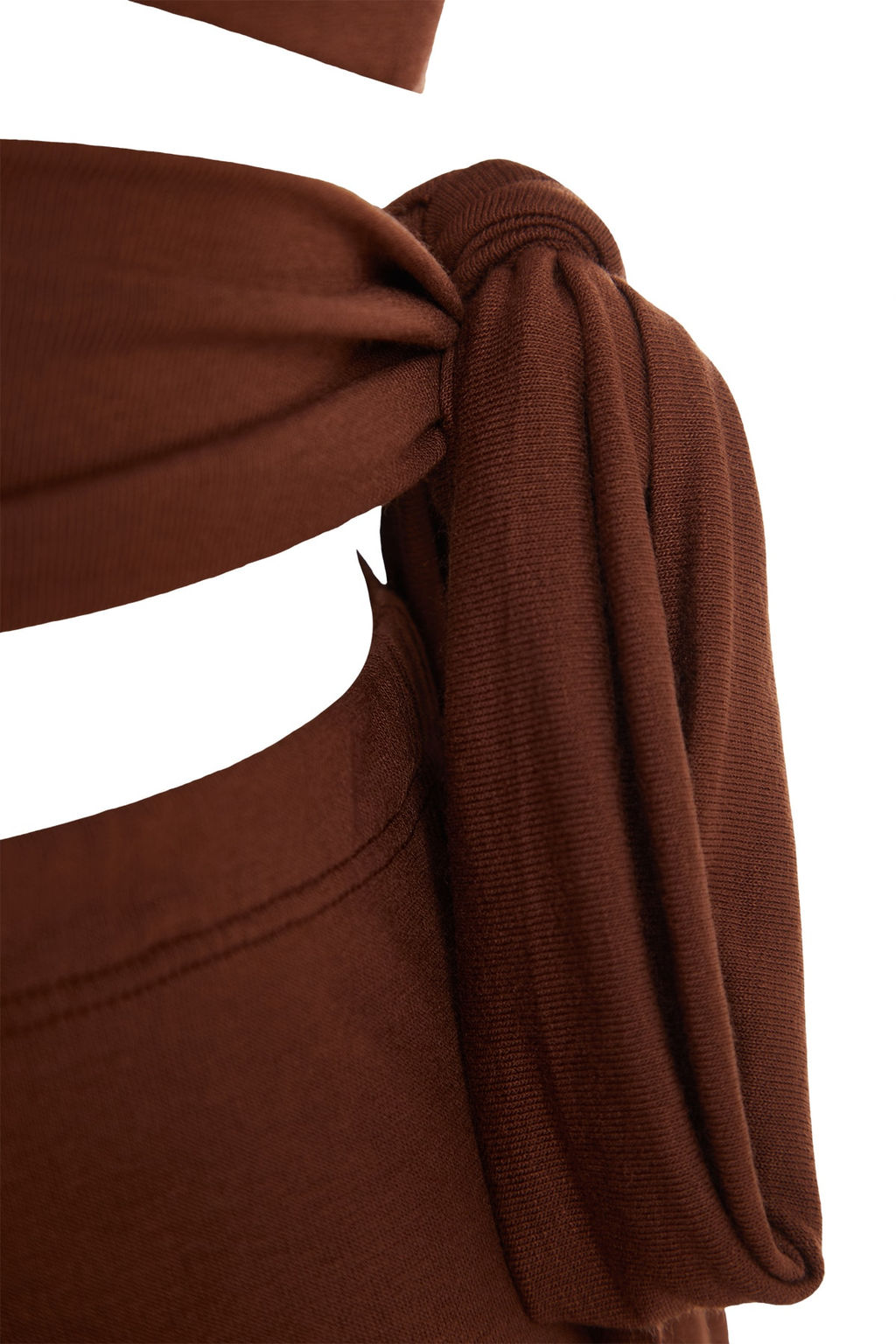 Plaj Giyim Kahverengi Orme Buzgulu Tek Omuz Bluz-Etek Tak?m TBESS22AU0224 - Trendyolmilla фото 7