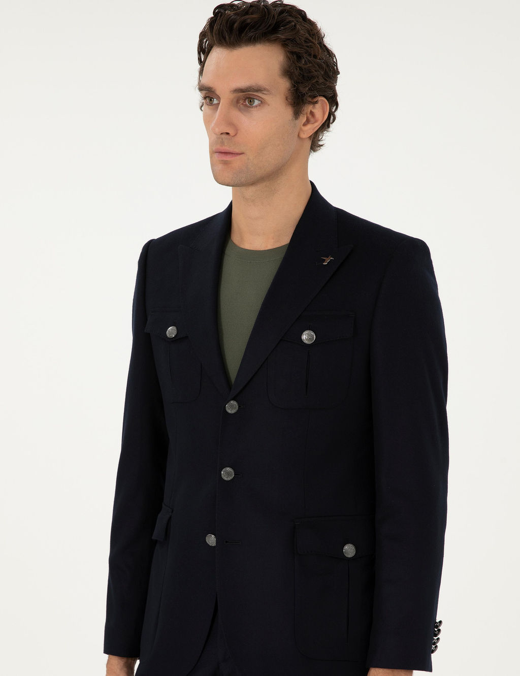 Темно-синяя приталенная куртка - Cacharel фото 3