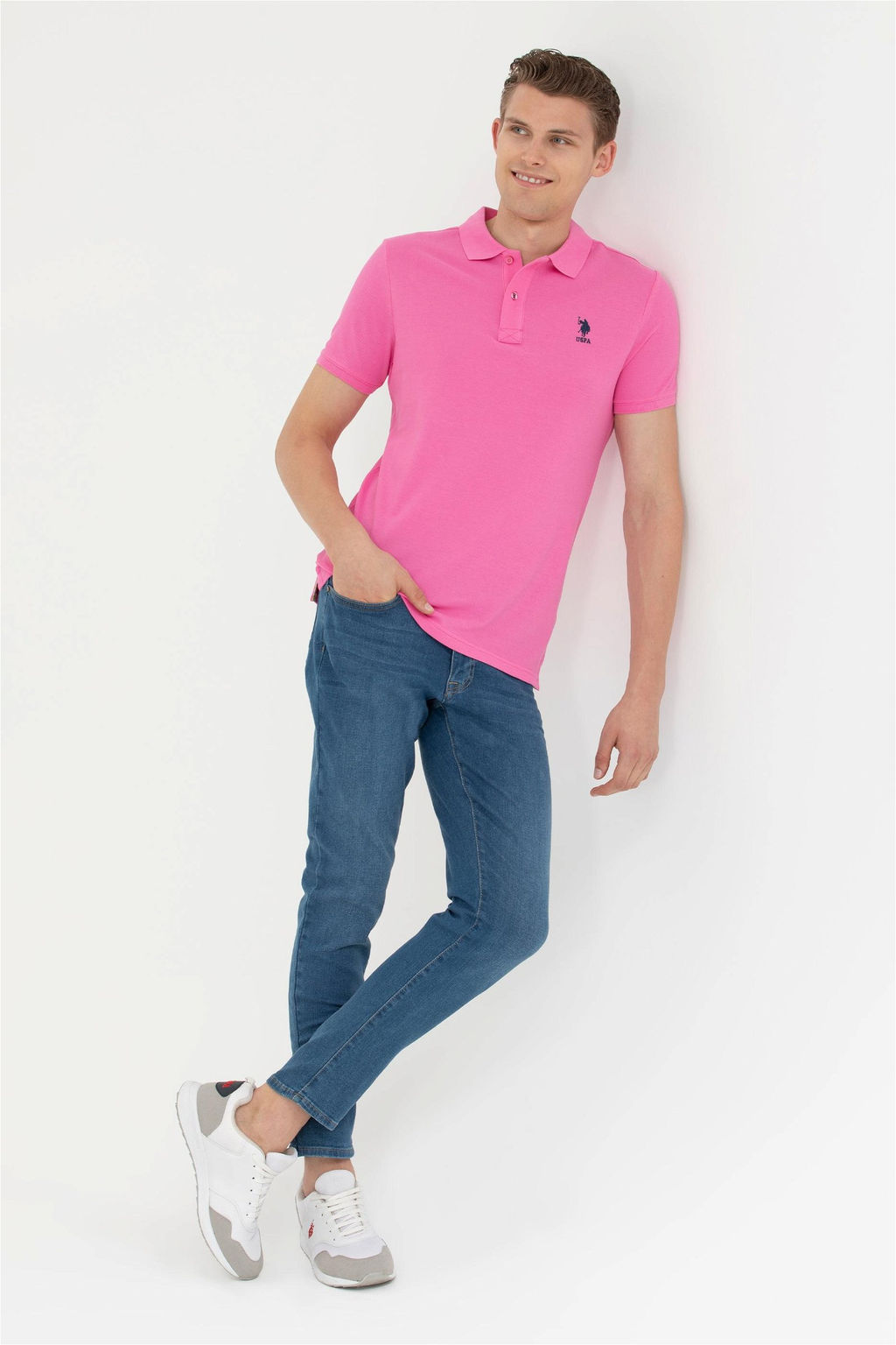 Мужская розовая базовая футболка - U.s. polo assn фото 4