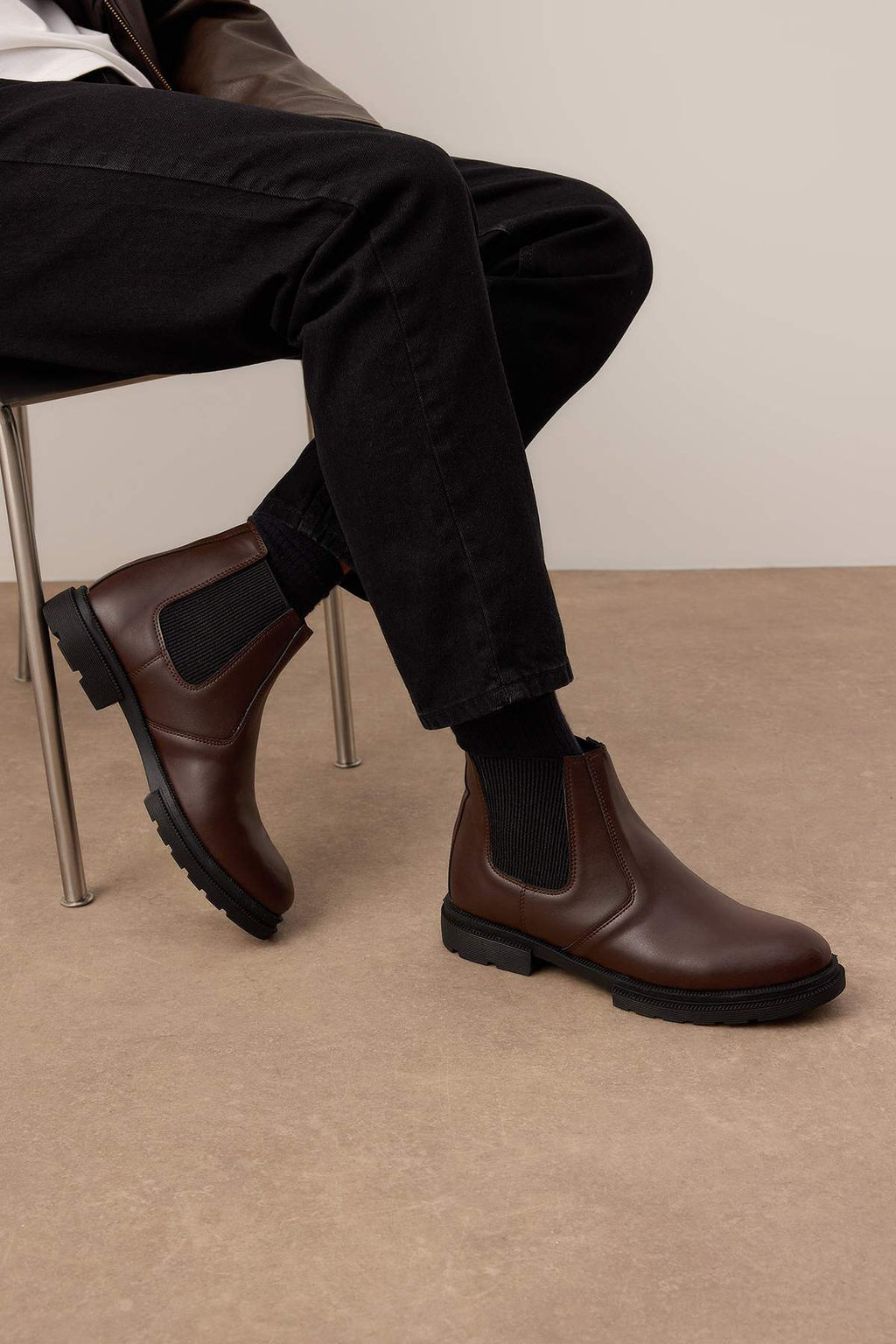 Siyah K?sa Duz Topuklu Lastikli Chealsea Erkek Bot TAKAW26BO00019 - Trendyolmilla фото 7