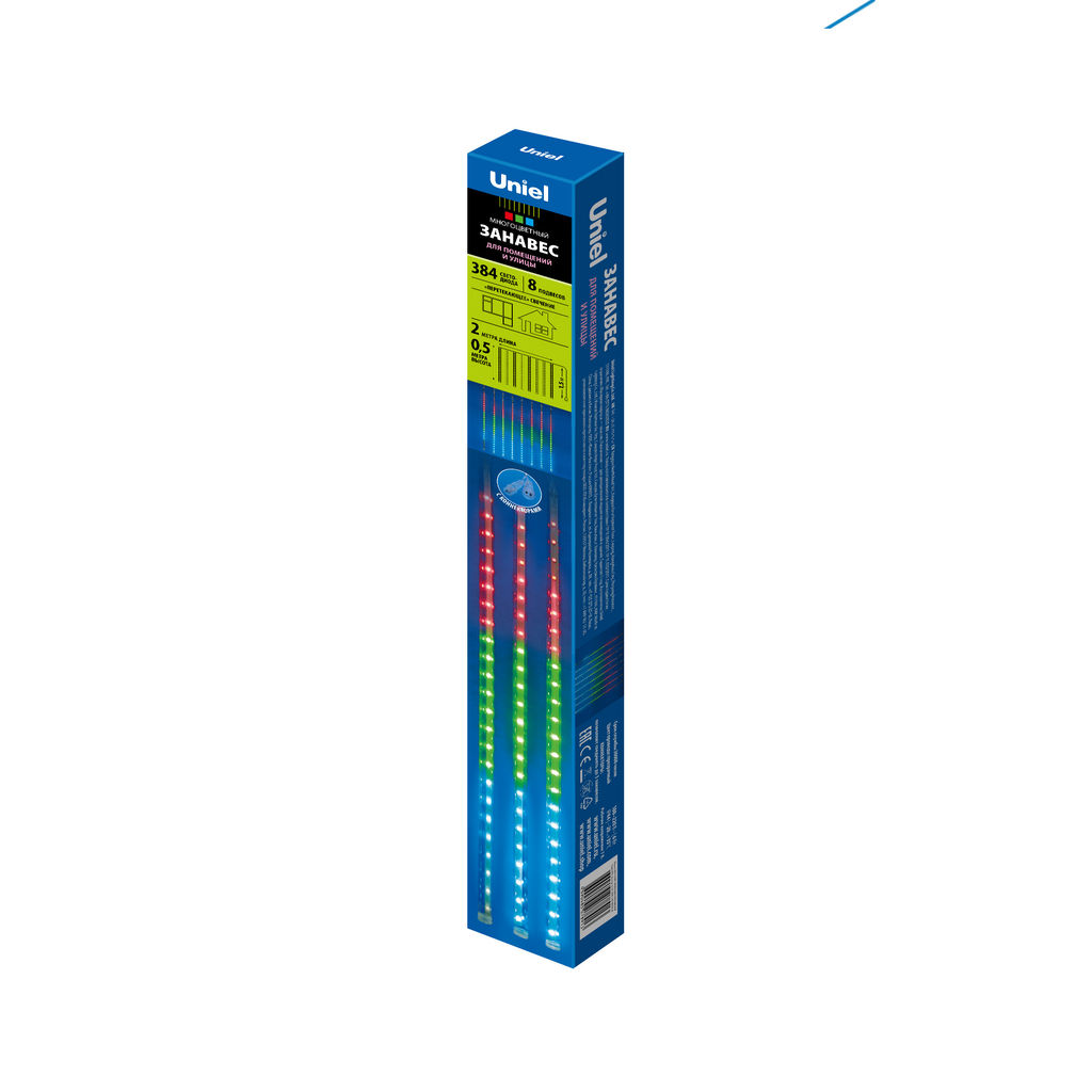 ULD-E2405-240/DTK MULTI IP44 METEOR Занавес светодиодный фигурный Падающие звезды, соединяемый, 2х0,5м. 8 подвесов. Разноцветный свет. Провод прозрачный. TM Uniel. - Volpe фото 8