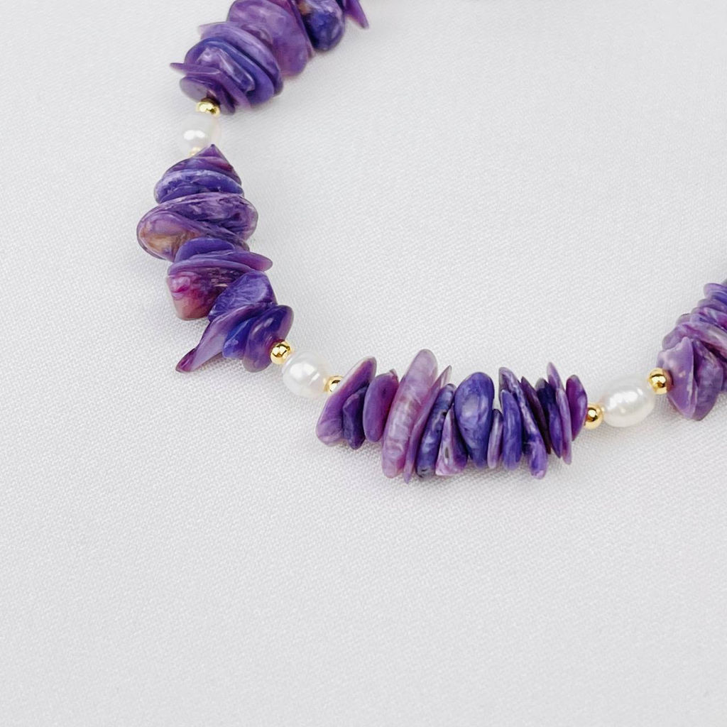 Браслет из Чароита и Жемчуга 16 см + - Радуга самоцветов фото 3