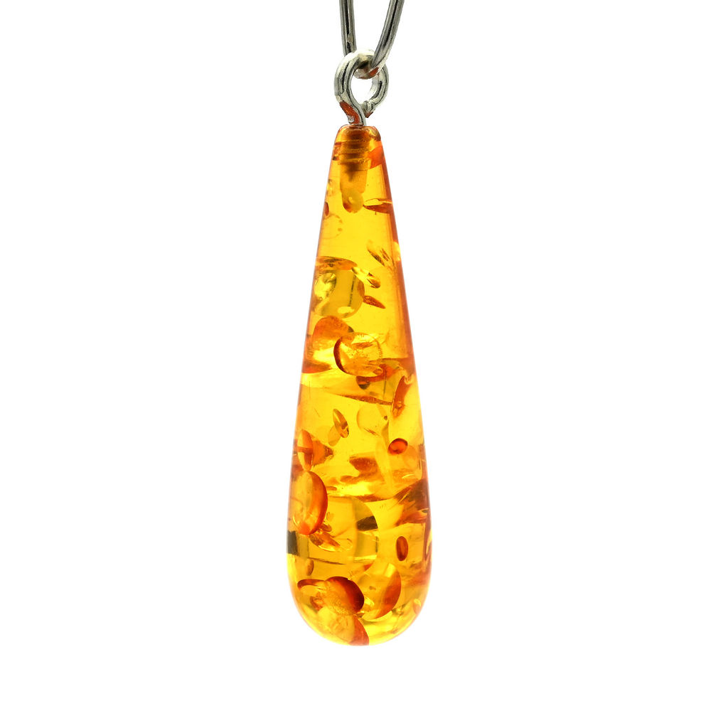 Подвеска Капля из янтаря 10*36мм цвет медовый