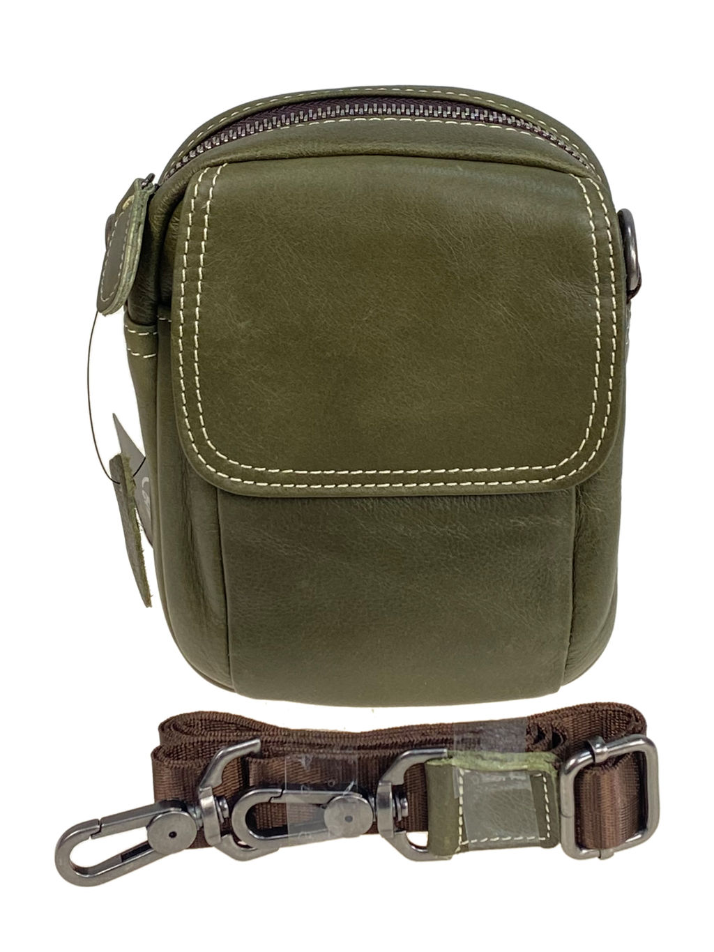 Сумка мужская из натуральной кожи, цвет зеленый