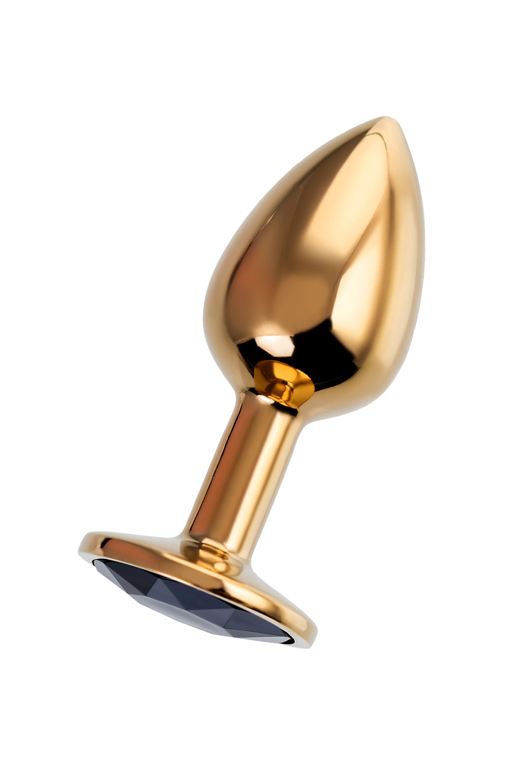 Анальная втулка Штучки-Дрючки, металл, золотая, с чёрным кристаллом, 7 см, 2,8 см, 50 г  фото 2