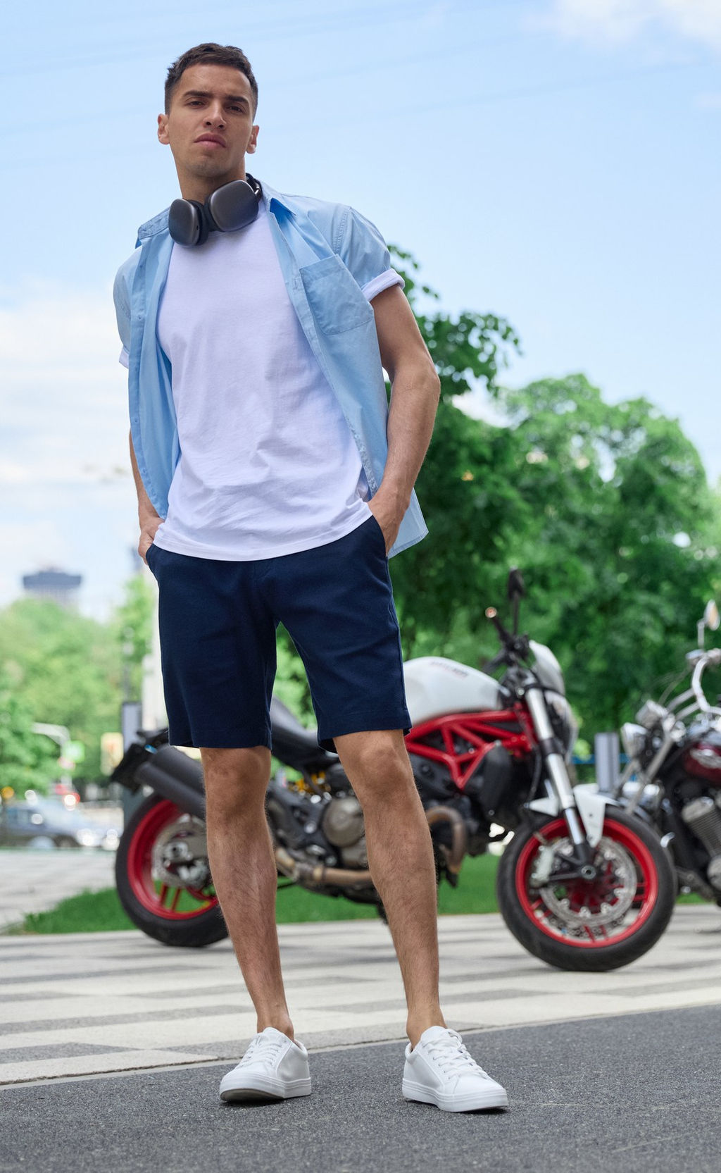 Шорты лен F511-0960-1Rus navy - Fine joyce фото 6