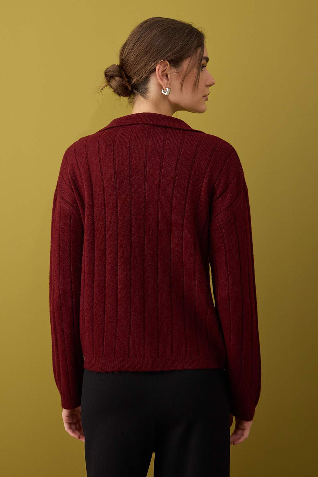 Wardrobe Essentials Bordo Yunlu Basic Polo Yaka Triko H?rka | TWOAW26HI00084