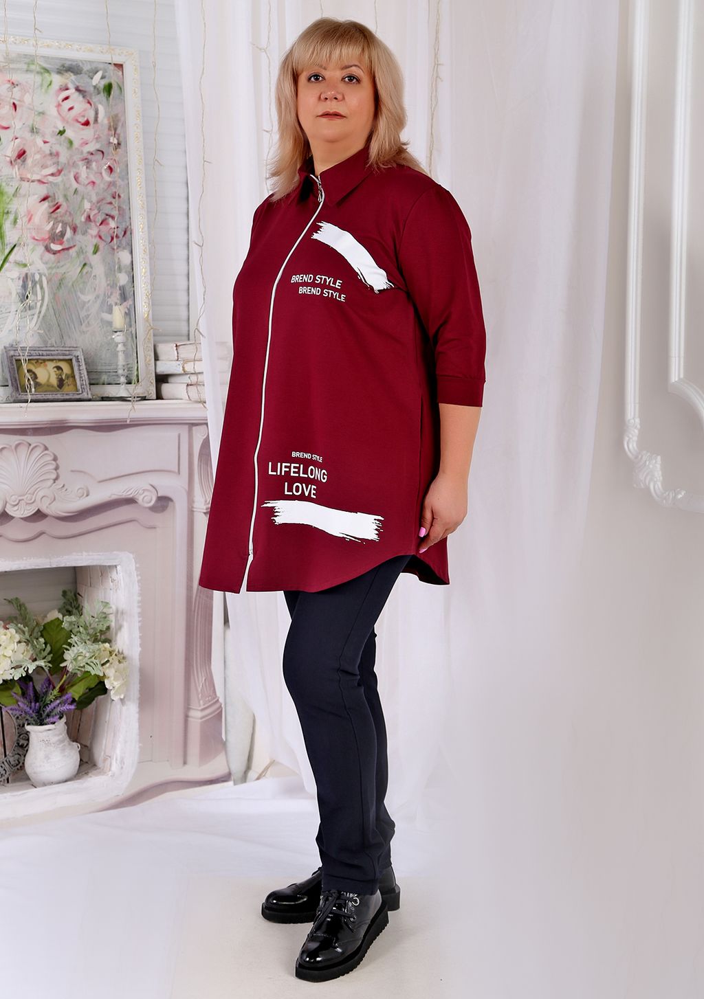 Рубашка Тотал бордо - Марлен фото 2