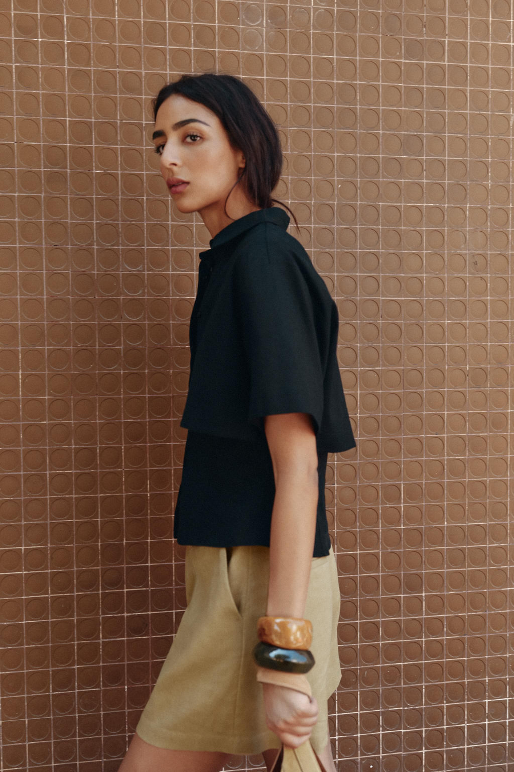 FITTED DOUBLE-LAYER LINEN BLEND SHIRT - Zara фото 10