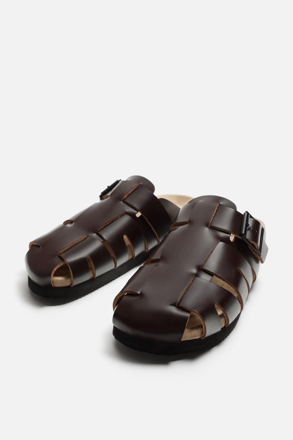 LEATHER CLOG CAGE SANDALS - Zara фото 6