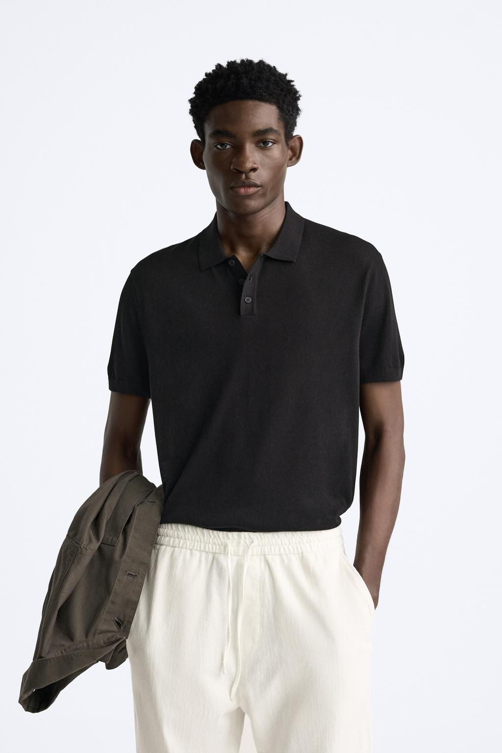 COTTON AND SILK KNIT POLO SHIRT - Zara фото 13