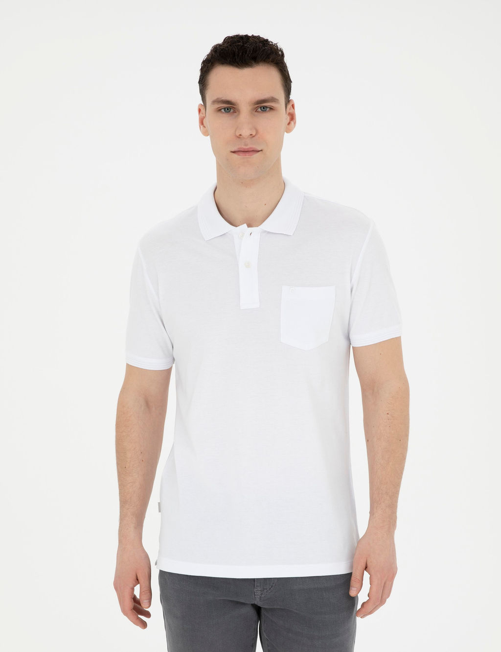 Beyaz Regular Fit Basic Ti__rt - Pierre cardin фото 8
