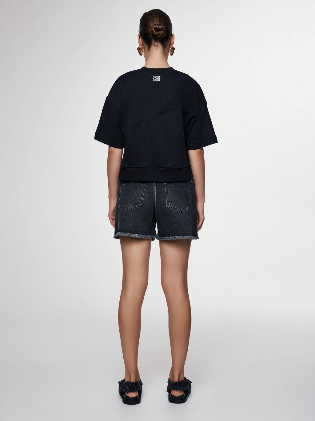 CONTE CON-646 Джинсовые шорты с бахромой washed black