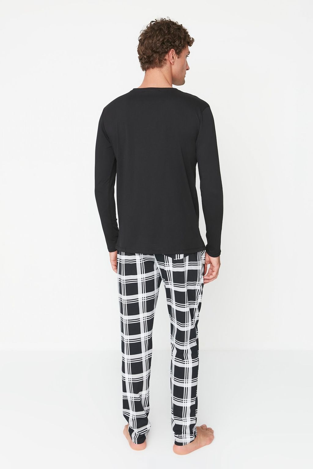 TRENDYOL MAN Siyah Regular Fit Bisiklet Yaka %100 Pamuk Pijama Tak?m? THMAW22PT0441 - Trendyolmilla фото 5