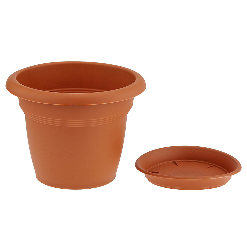 Кашпо для цветов пластмассовое Классика 3л, д20см, h17см, с поддоном, полипропилен, терракотовый (Россия) - Домашняя мода фото 4
