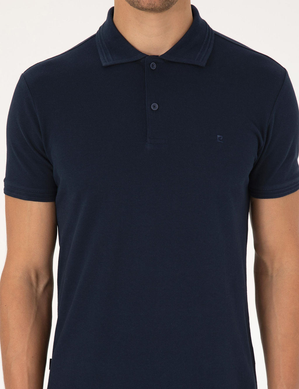Lacivert Slim Fit %100 Pamuk K_vr_lmaz Polo Yaka Basic Ti__rt
