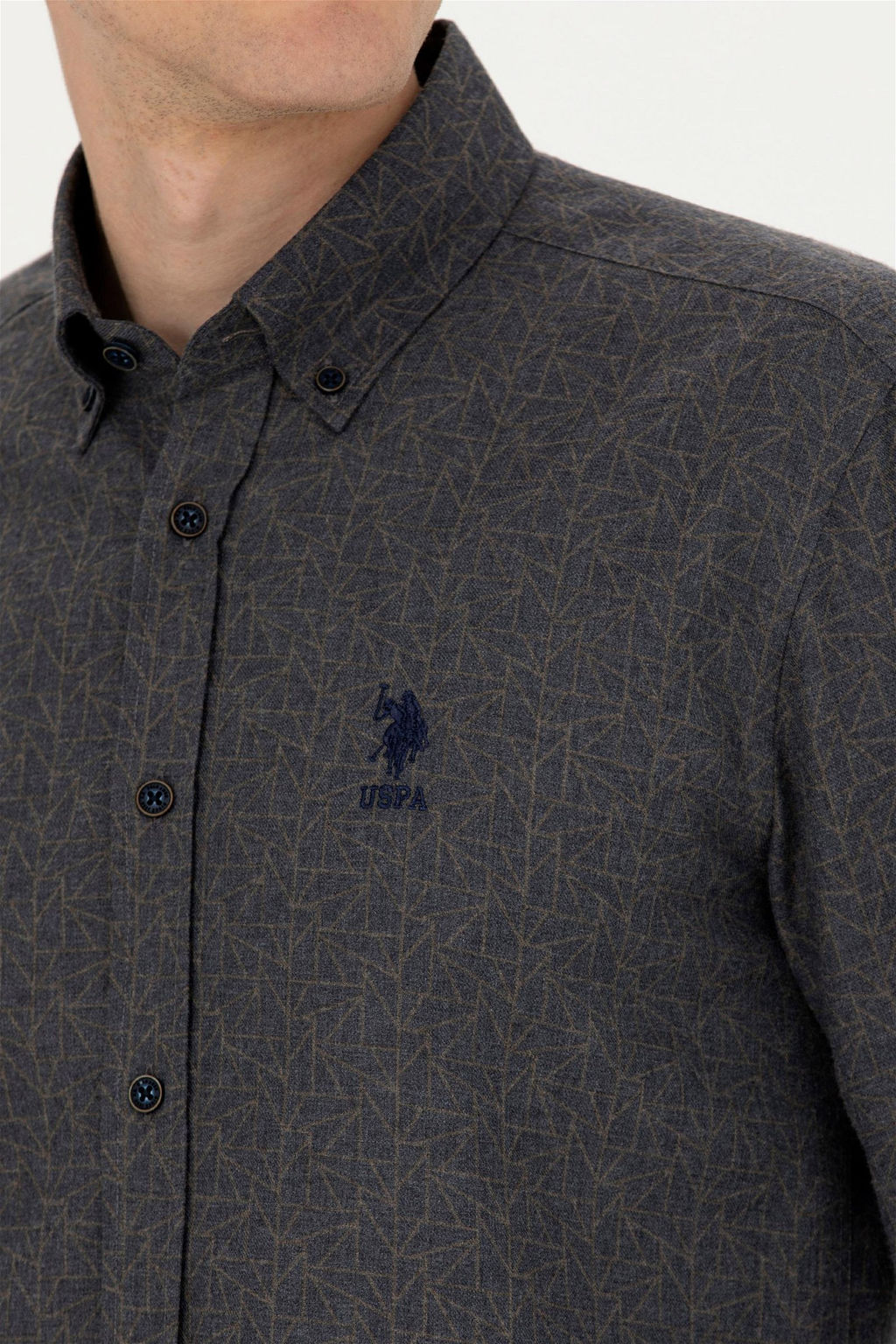 Мужская темно-синяя рубашка с длинным рукавом - U.s. polo assn фото 7