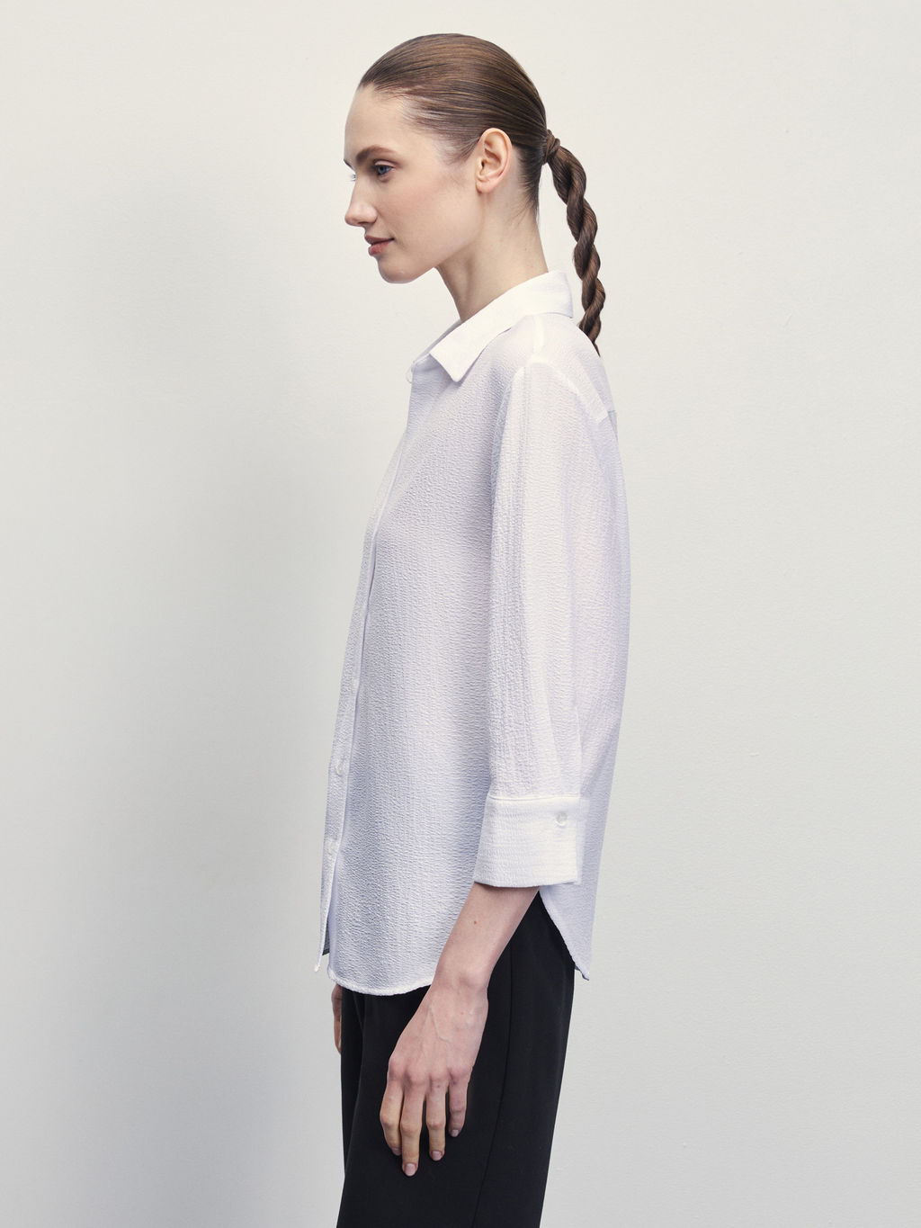 Блузка из жатой ткани с рукавом 3// Zarina фото 4