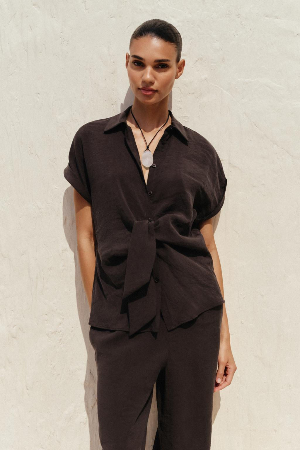 FRONT KNOT SHIRT - Zara фото 2