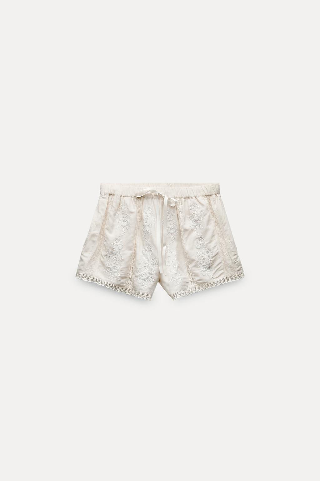 EMBROIDERED LINEN BLEND SHORTS - Zara фото 4