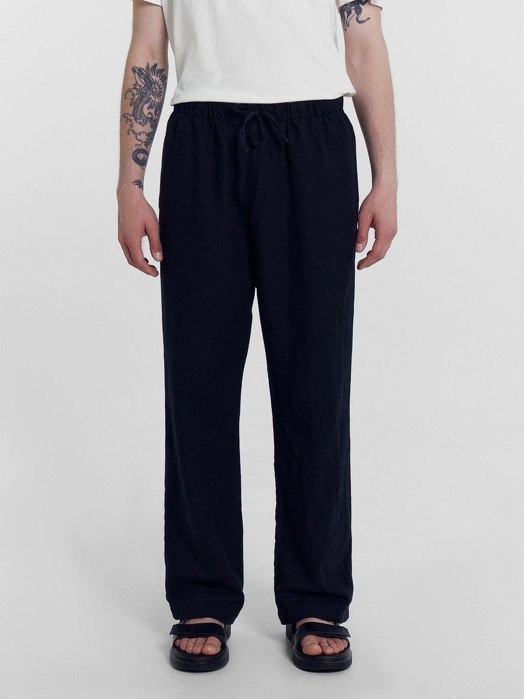 Брюки мужские черные из хлопка и льна черный 181259-1 - Mark formelle фото 8