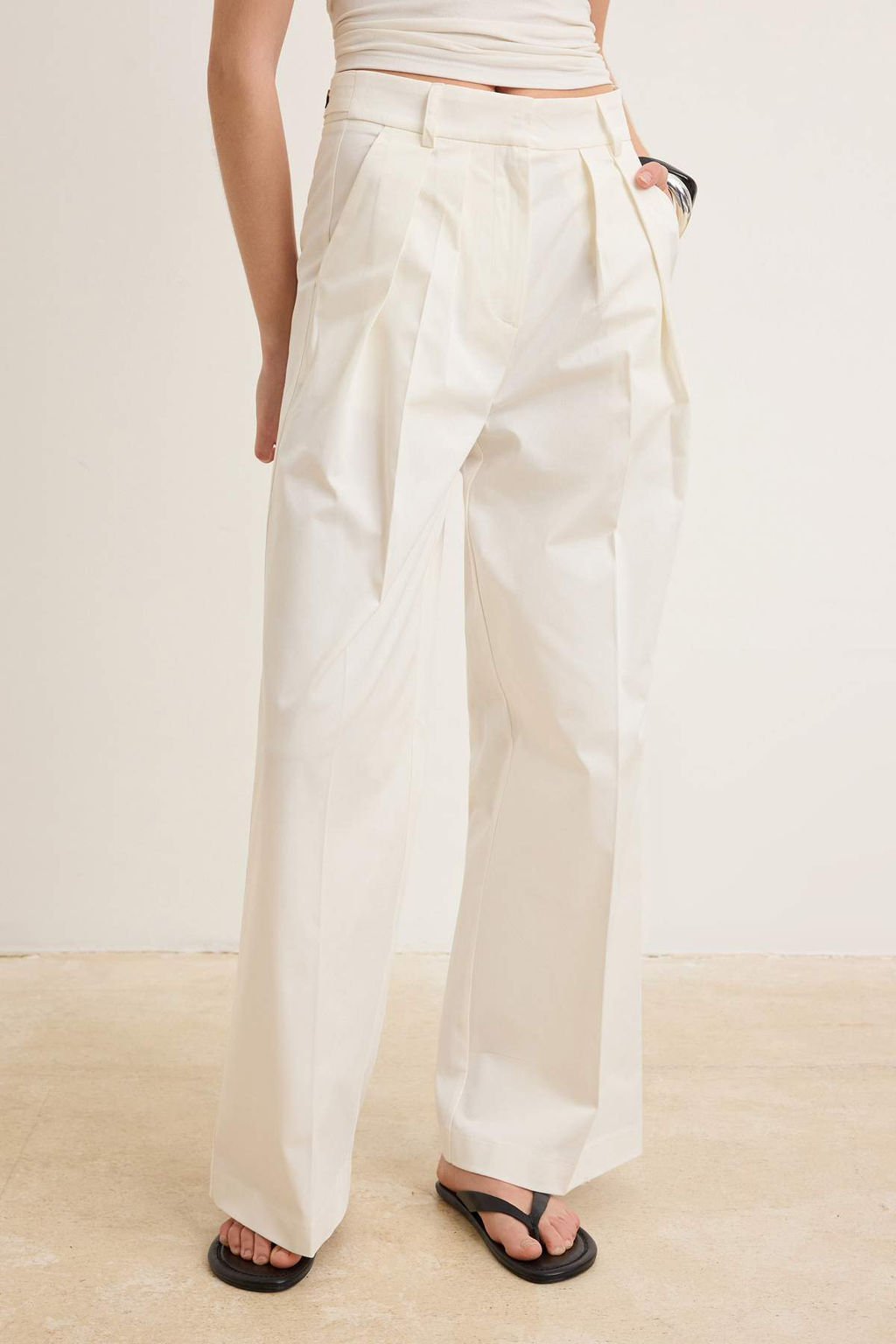 Beyaz Kal?n Kumas Wide Leg/Genis Paca Pantolon | TWOSS26PL00019 - Trendyolmilla фото 3