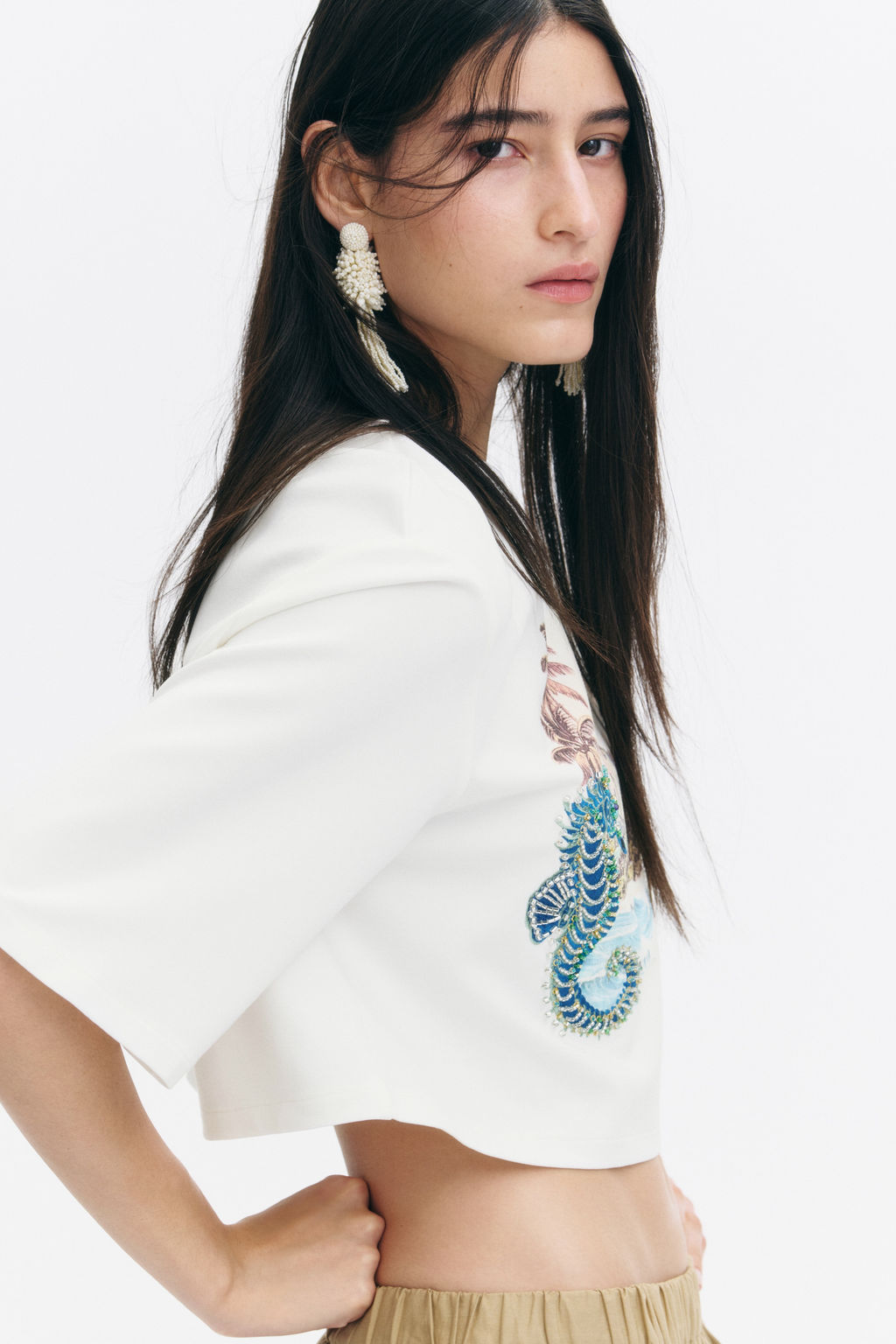 Camiseta cropped con detalles decorativos - H&m фото 4