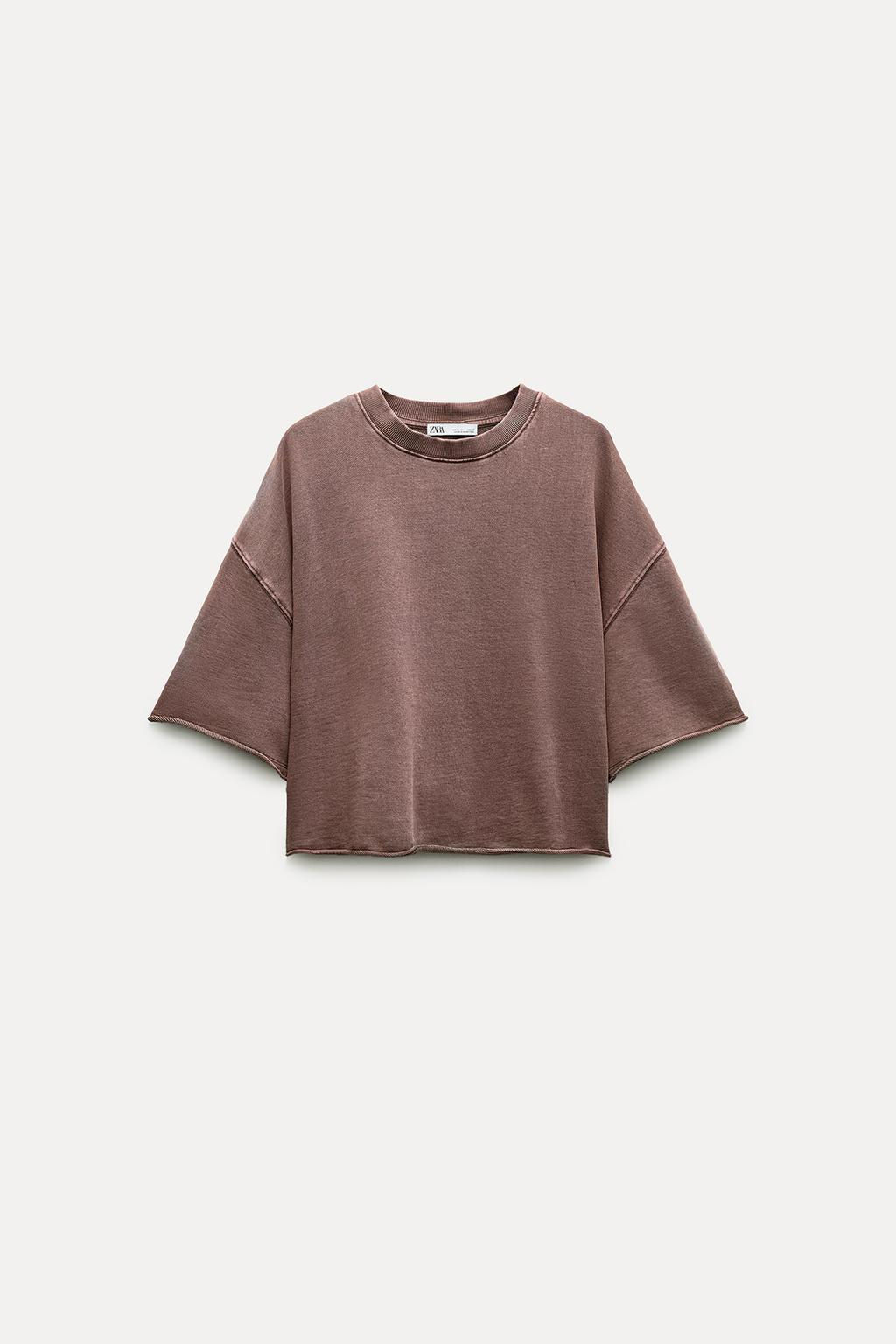 SHORT SLEEVE RIBBED PLUSH SWEATSHIRT - Zara фото 4