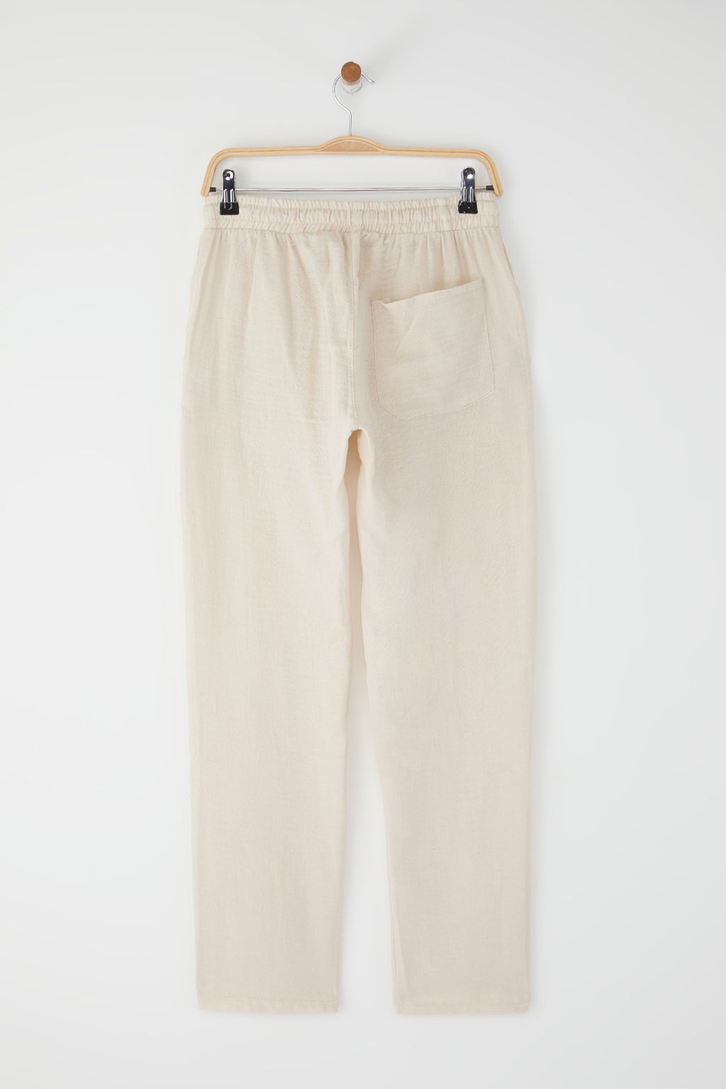 Tas Erkek Muslin Kumas Keten Gorunumlu Yazl?k Beli Lastikli %100 Pamuklu Pantolon TMNSS25PL00031