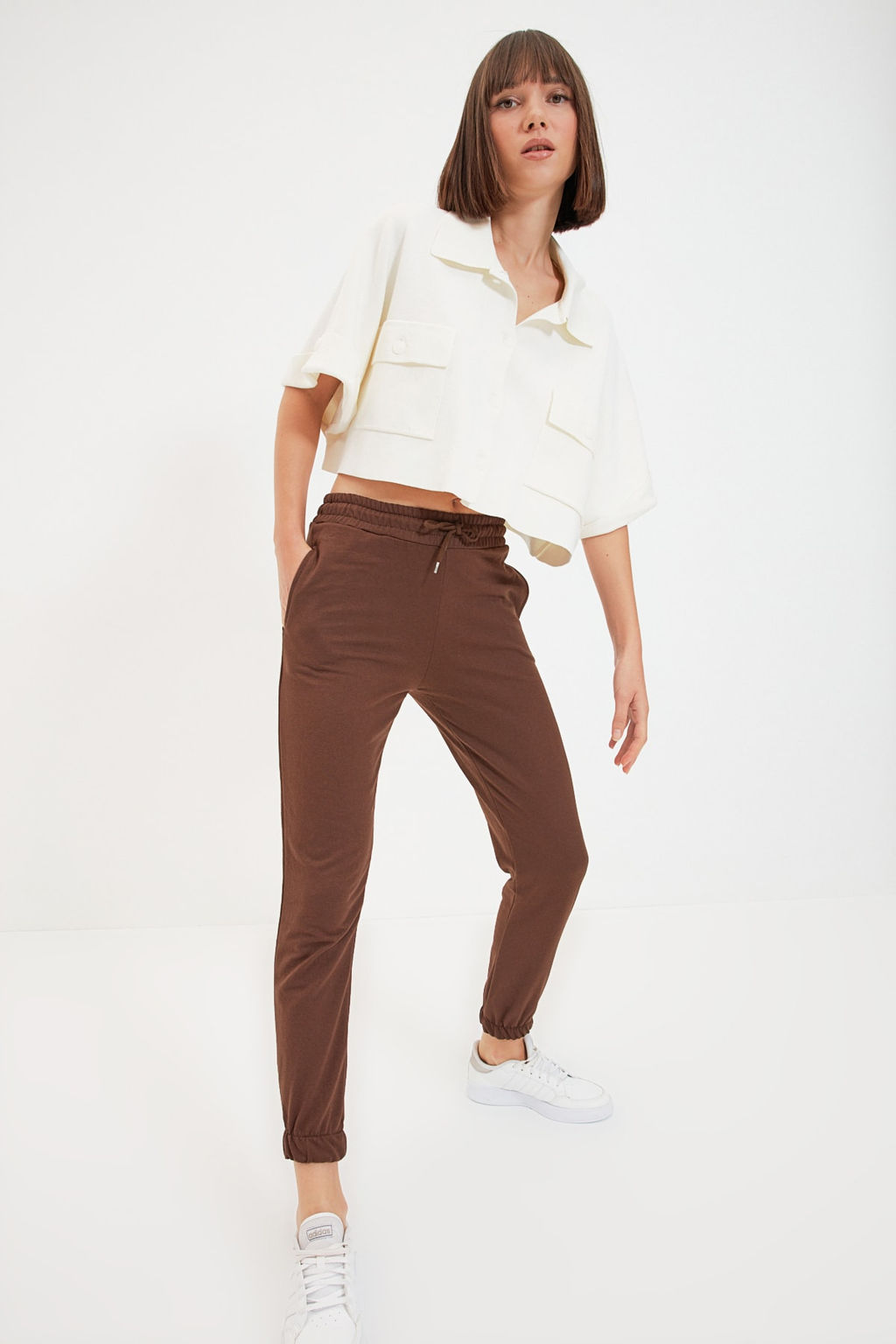 Kahverengi Basic Jogger Ince Orme Esofman Alt? Pantolon TWOAW21EA0194