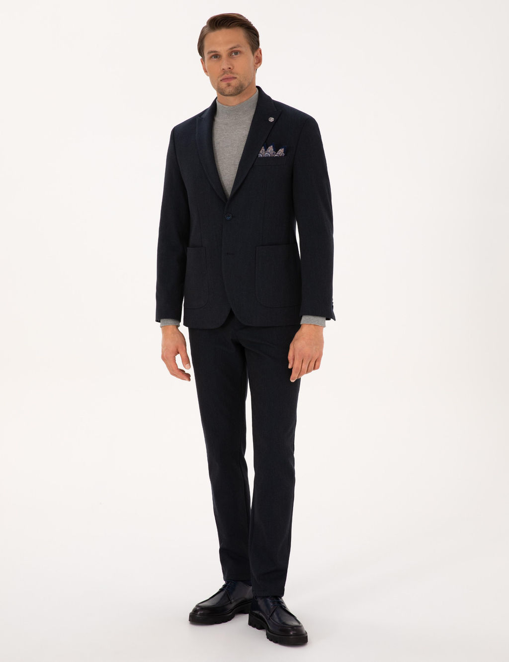 Lacivert Slim Fit Flanel Dokulu Kuma_ Pantolon - Pierre cardin фото 9