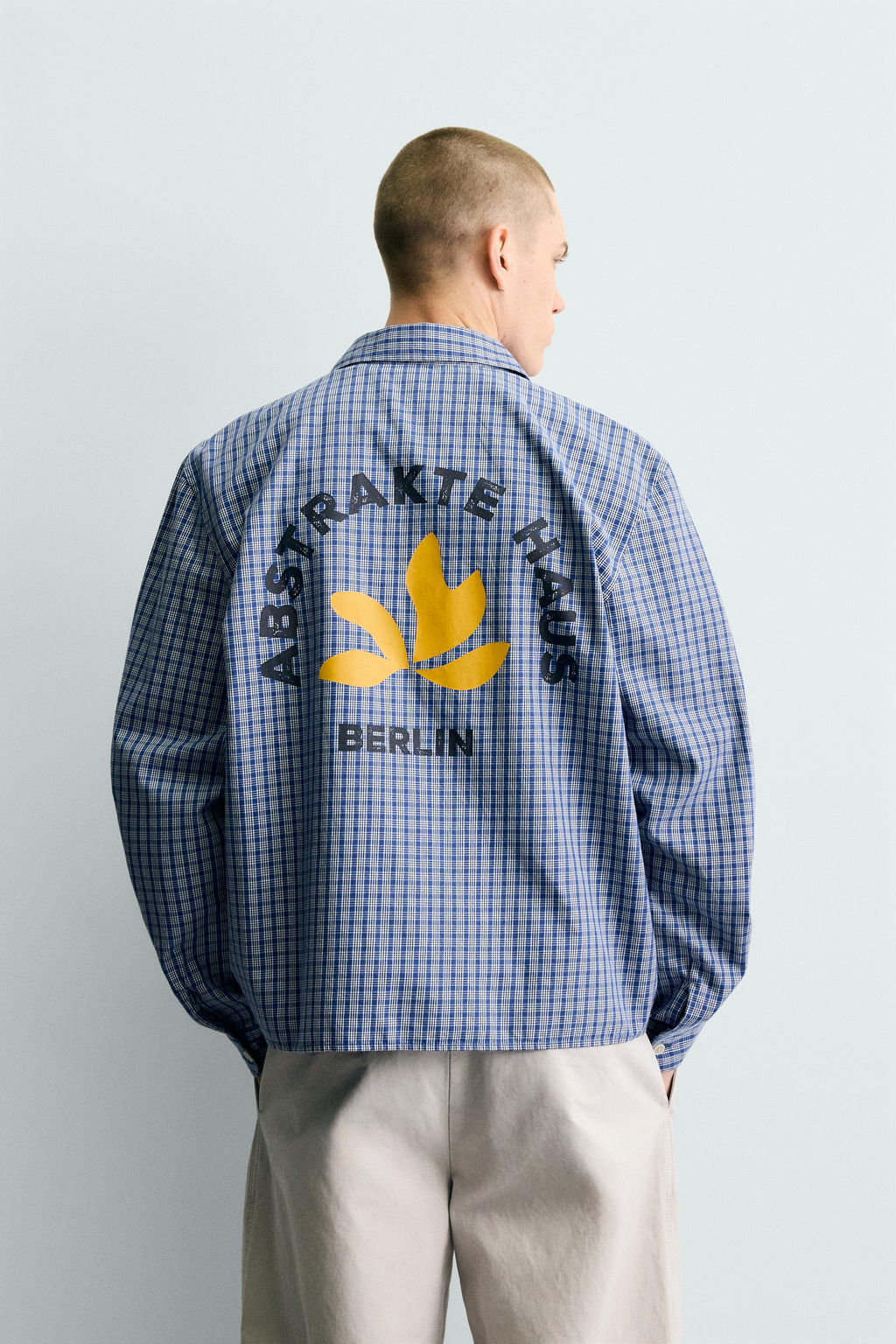 CAMISA CROPPED FIT CUADROS ESTAMPADO BORDADO / Azul - Zara фото 3