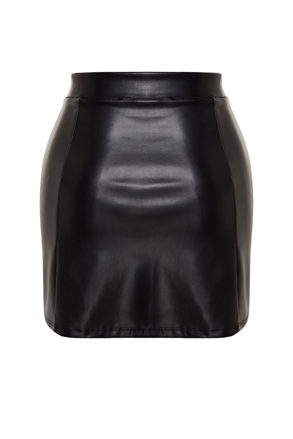 TRENDYOLMILLA Siyah Suni Deri Yuksek Bel Mini Etek TWOAW24ET00154 фото 15