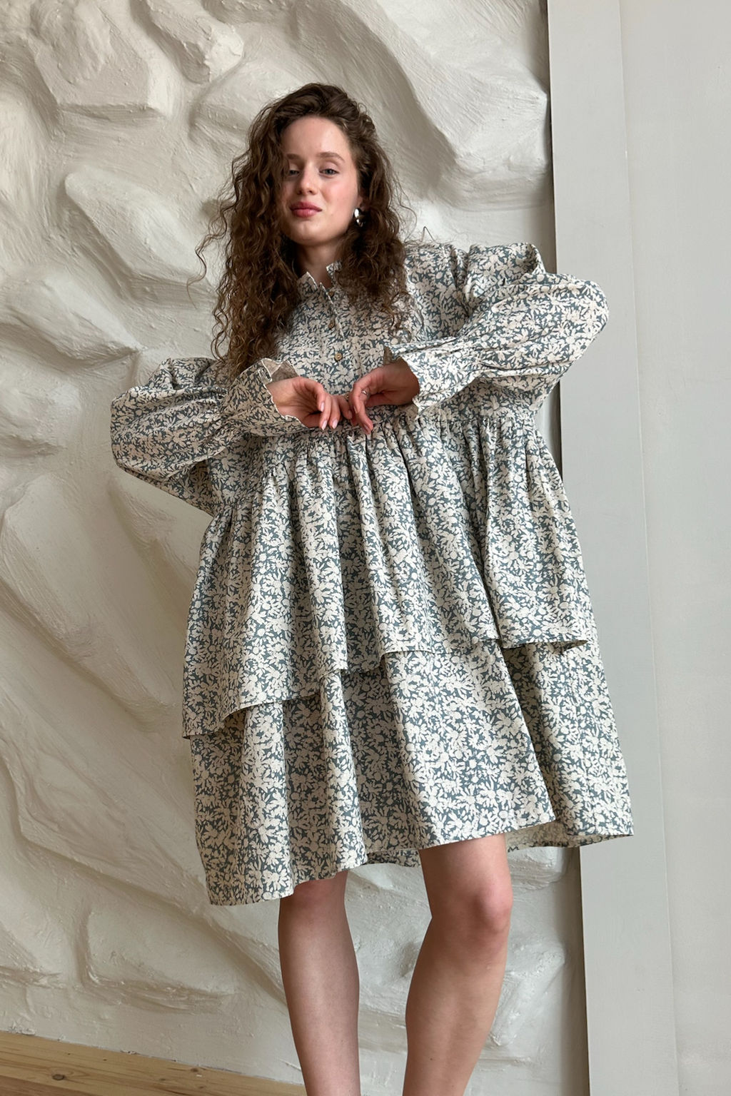 Платье PUFF059/06/Серо-голубой, белый - Rise фото 3