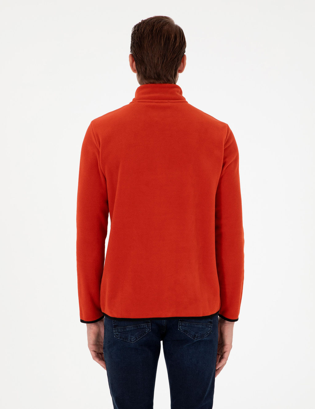 Kiremit Regular Fit Yar_m Fermuarl_ Polar Sweatshirt