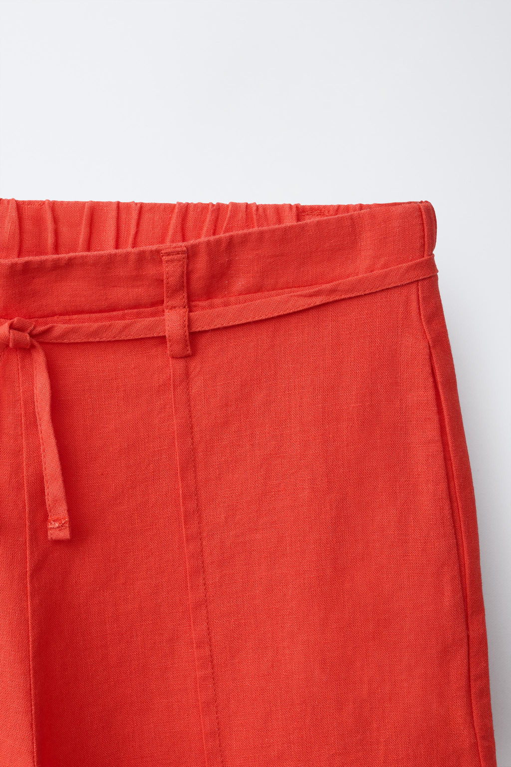 PANTAL?N WIDE LEG CORD?N CON LINO / Rojo - Zara фото 3