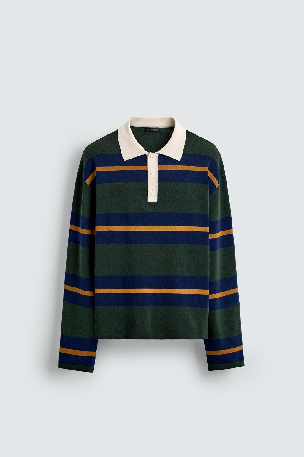STRIPED KNIT POLO SHIRT WITH CONTRAST COLLAR - Zara фото 7