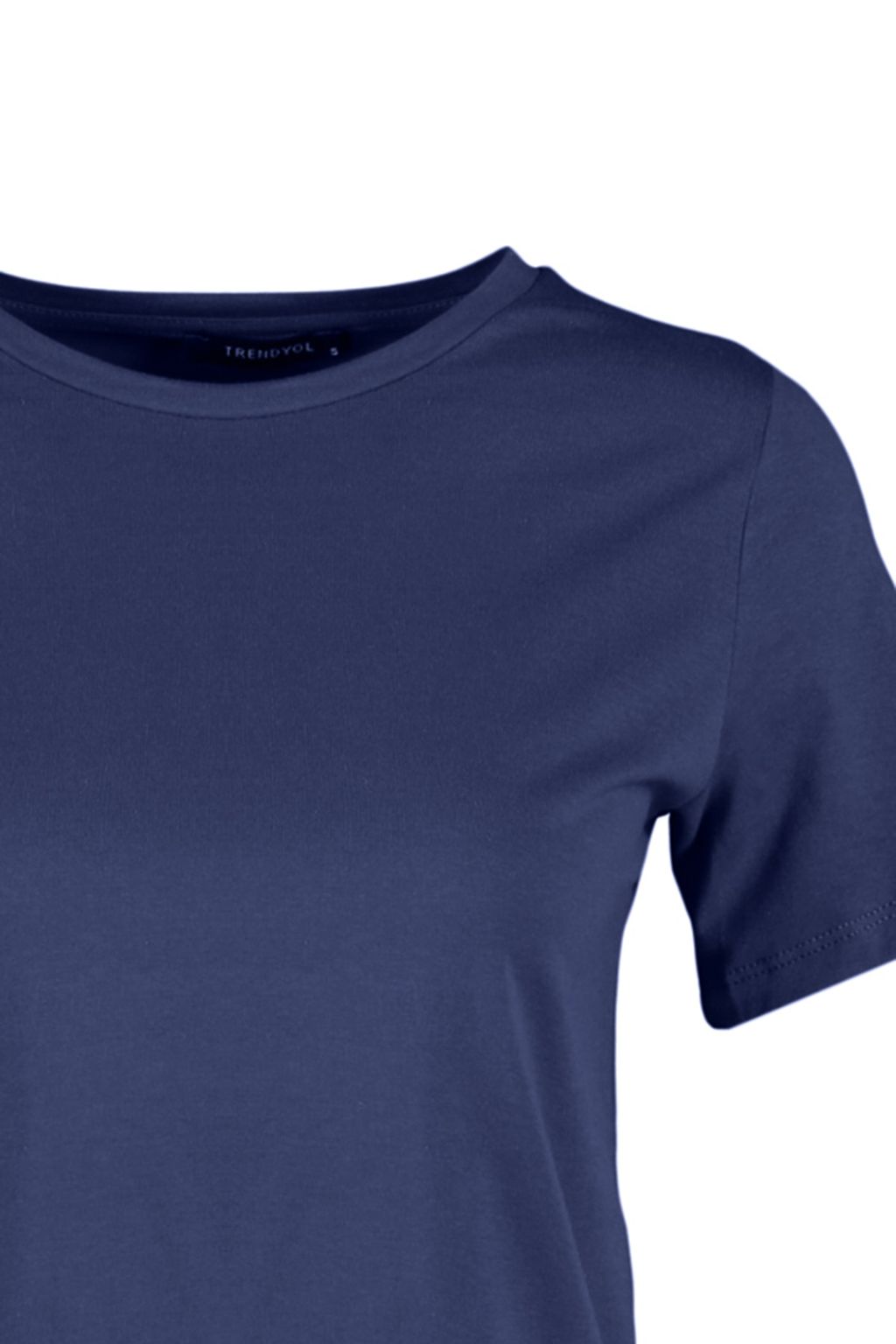 Lacivert %100 Pamuk Basic Bisiklet Yaka Orme T-Shirt TWOSS23TS00000