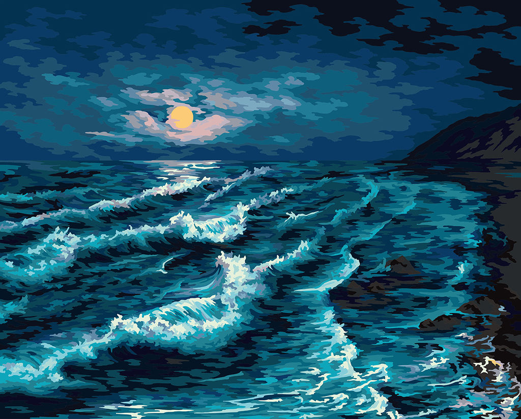 ФРЕЯ PNB/PL-087 Набор для раскрашивания по номерам 50 х 40 см Лунная ночь на море