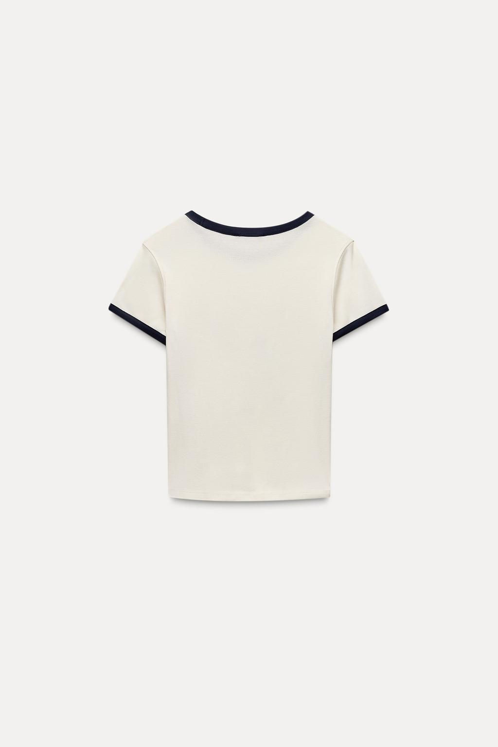 VARSITY T-SHIRT WITH STRIPES - Zara фото 7