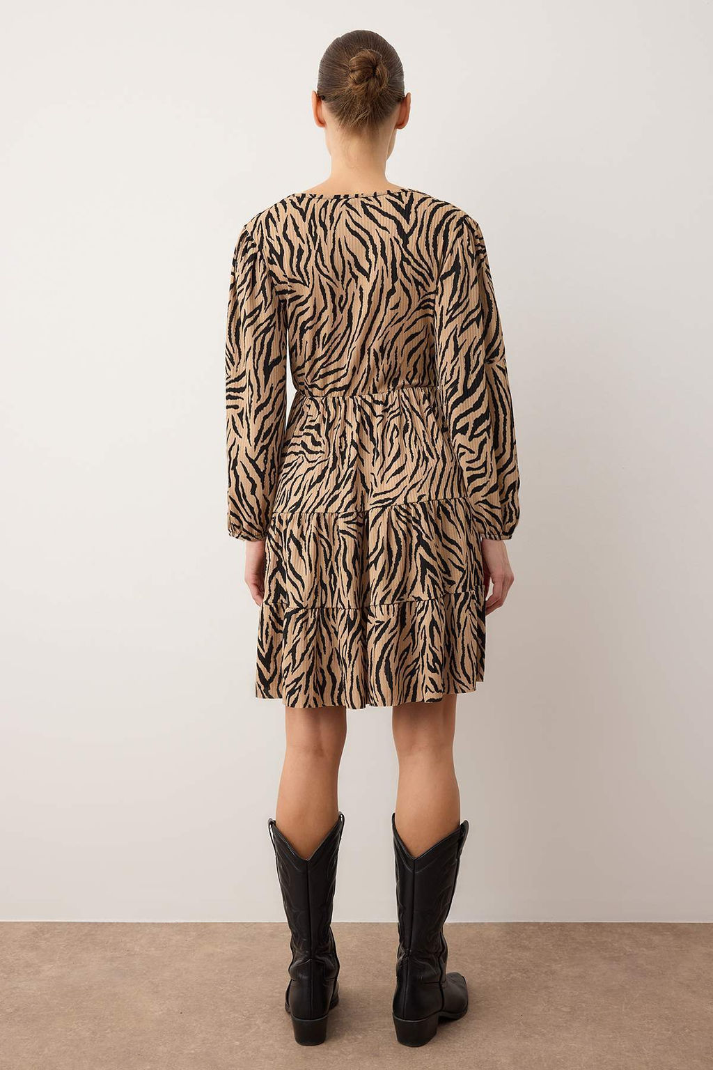 TRENDYOLMILLA K?rm?z? Retro Bask?l? Skater/Belden Ac?lan Kruvaze Yaka Mini Esnek Orme Elbise TWOAW22EL0104 фото 19