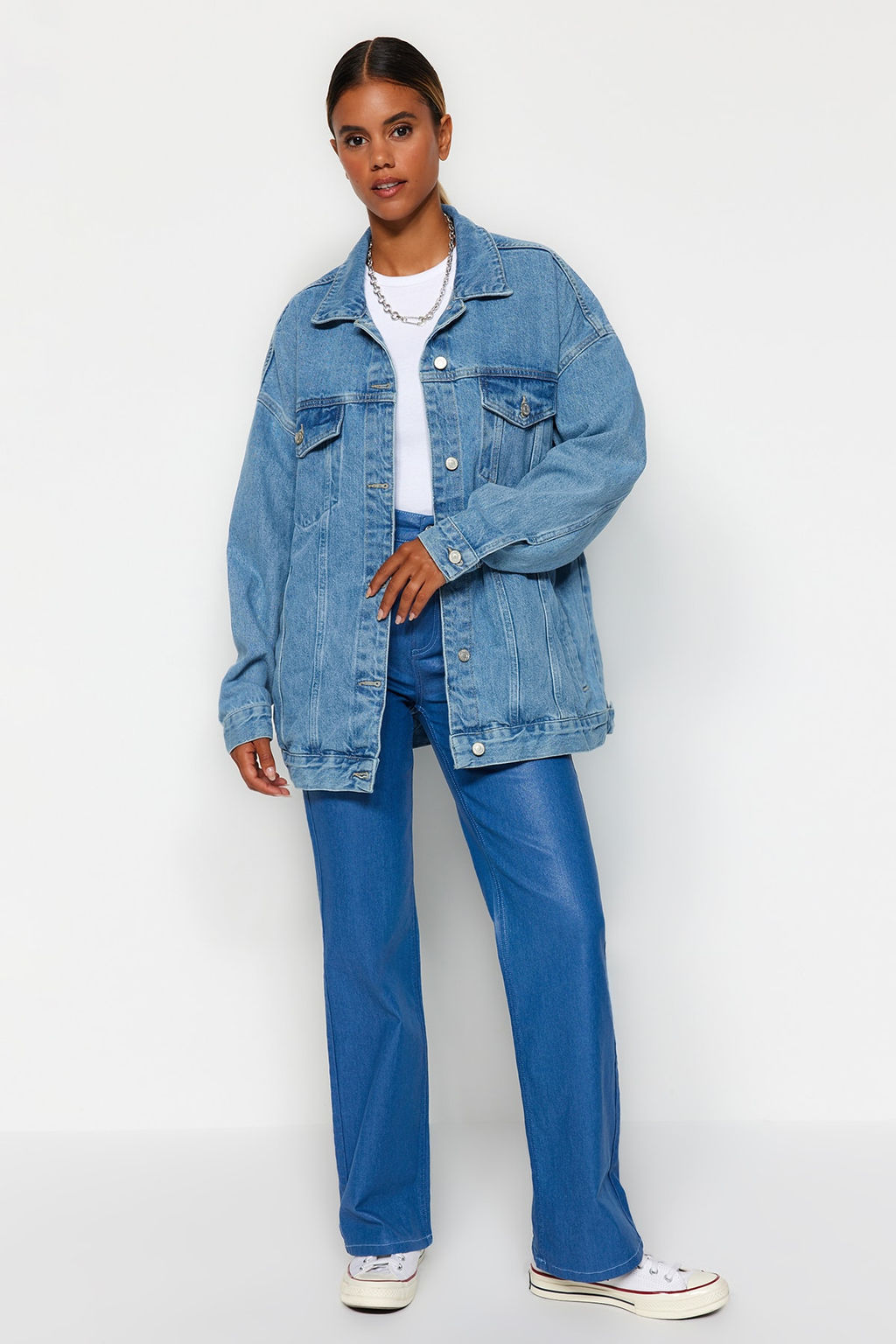 Mavi Oversize Trucker Denim Ceket TWOAW23CE00189 - Trendyolmilla фото 8