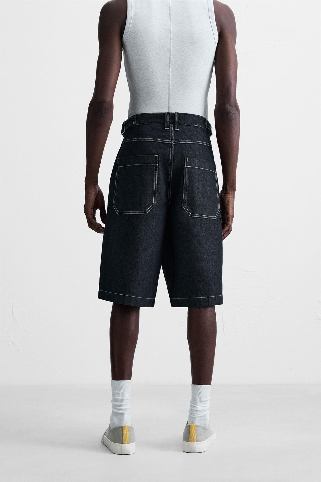 BELTED BAGGY FIT DENIM BERMUDA SHORTS - Zara фото 13
