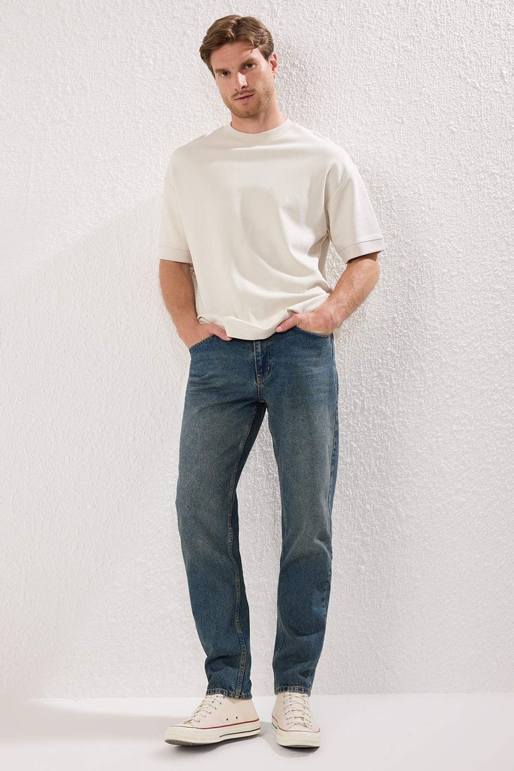 Lacivert Essential Eskitme Y?kamal? Jeans Kot Pantolon TMNAW23JE00104