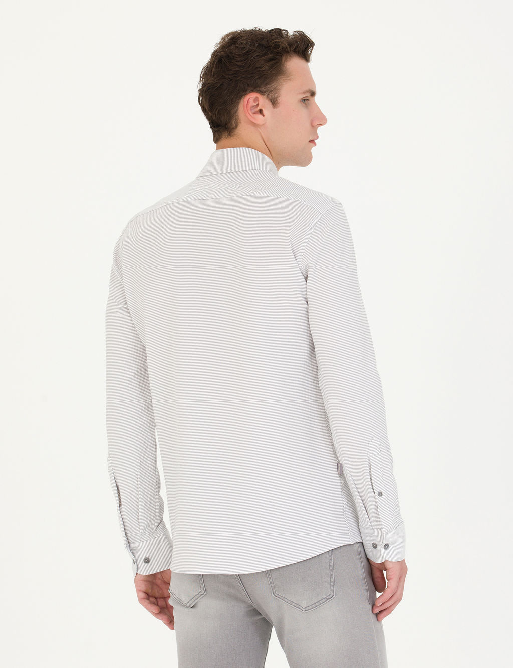 A__k Gri Slim Fit Uzun Kollu G_mlek