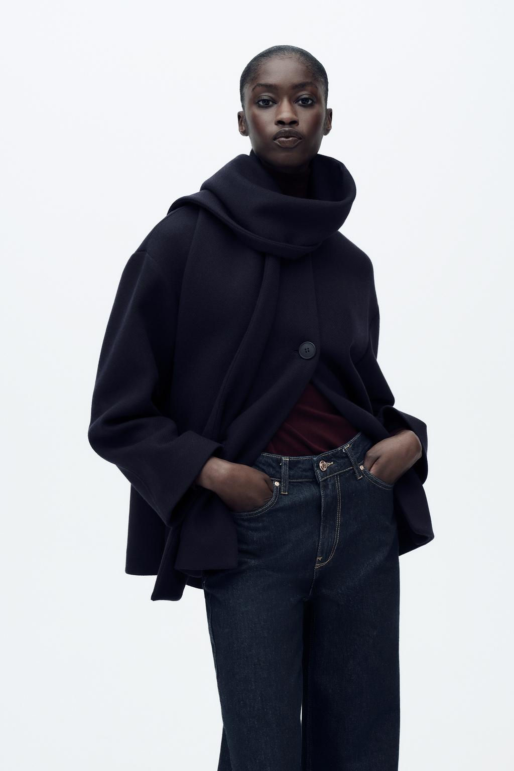 WOOL COAT WITH SCARF - Zara фото 11