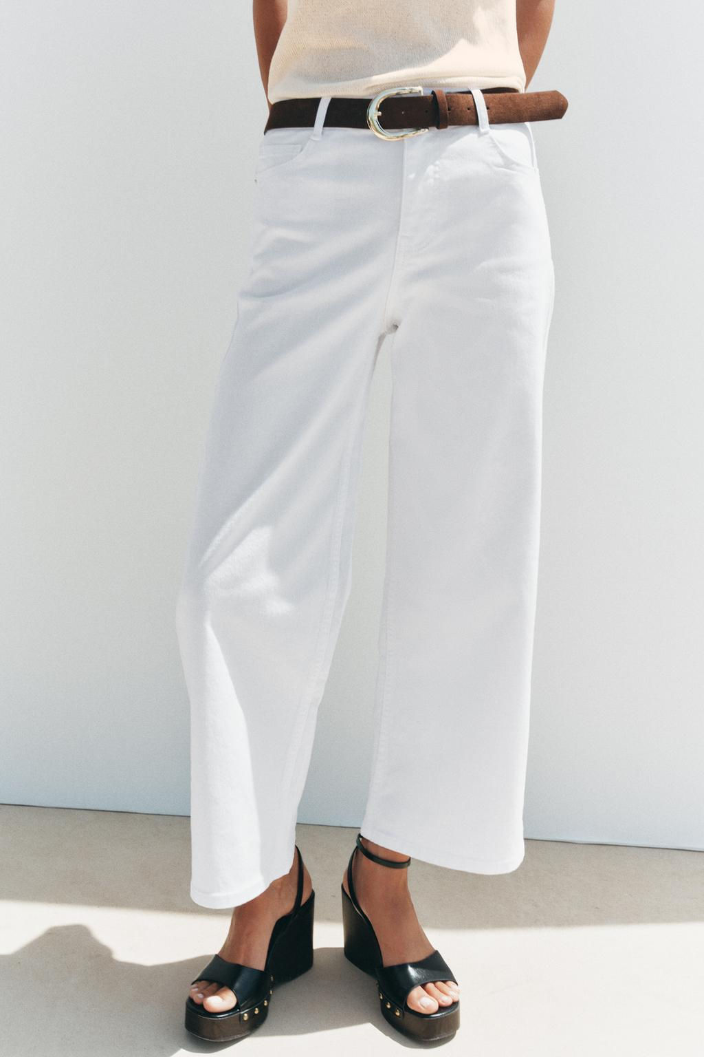 Z1975 HIGH-WAIST BELTED CULOTTES JEANS - Zara фото 4