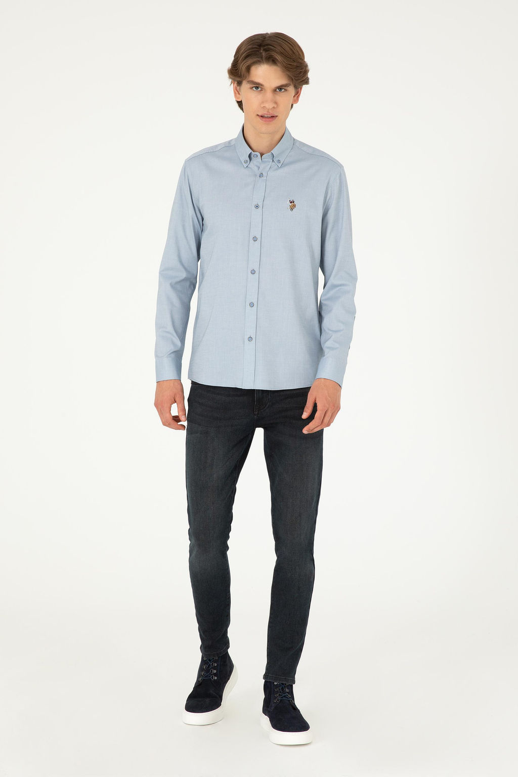 Мужская темно-синяя базовая рубашка с длинным рукавом Неожиданная скидка в корзине - U.s. polo assn фото 4