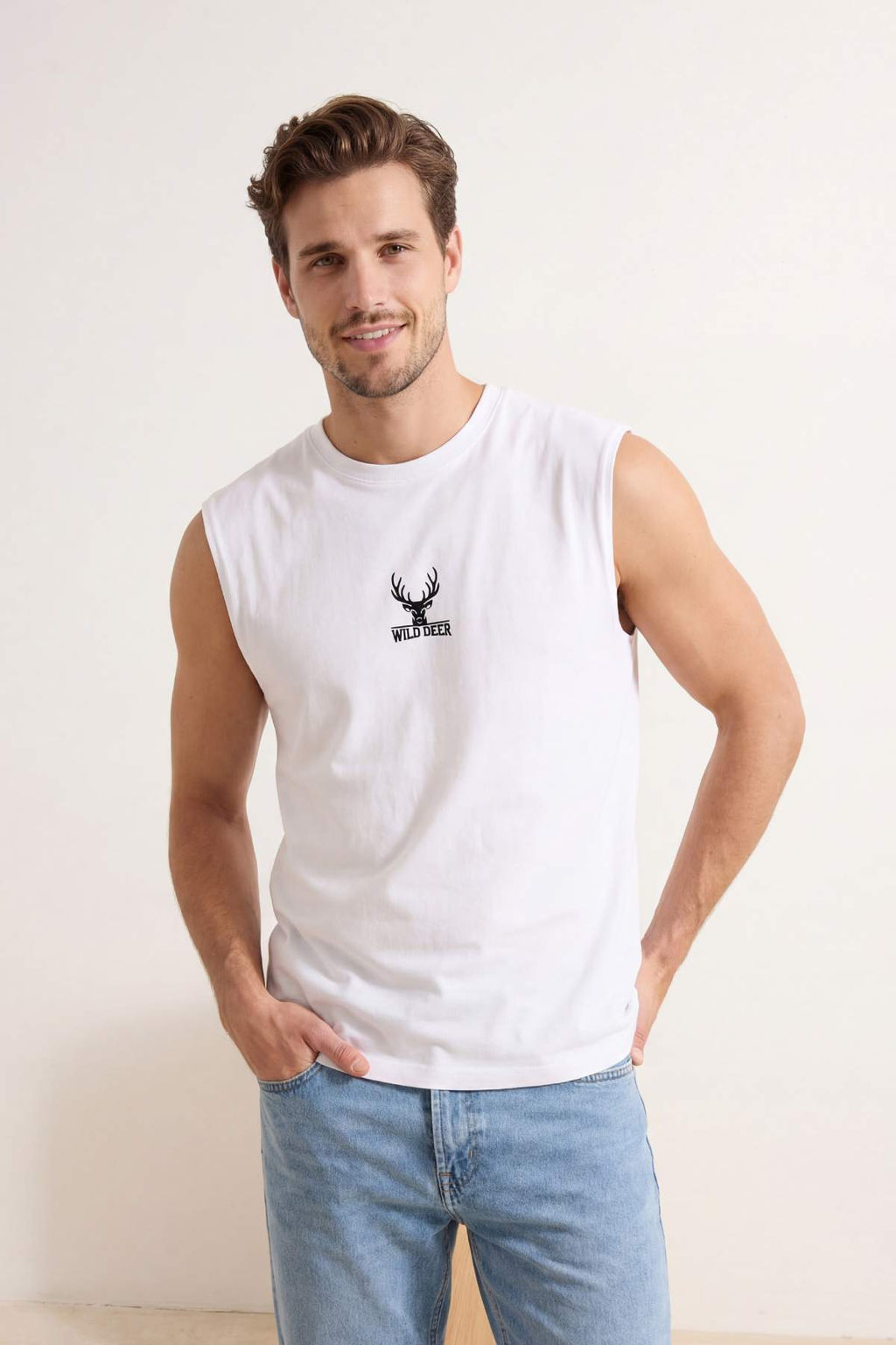 Beyaz Oversize/Genis Kesim %100 Pamuk Nak?sl? Atlet TMNSS26AL00002 - Trendyolmilla фото 7