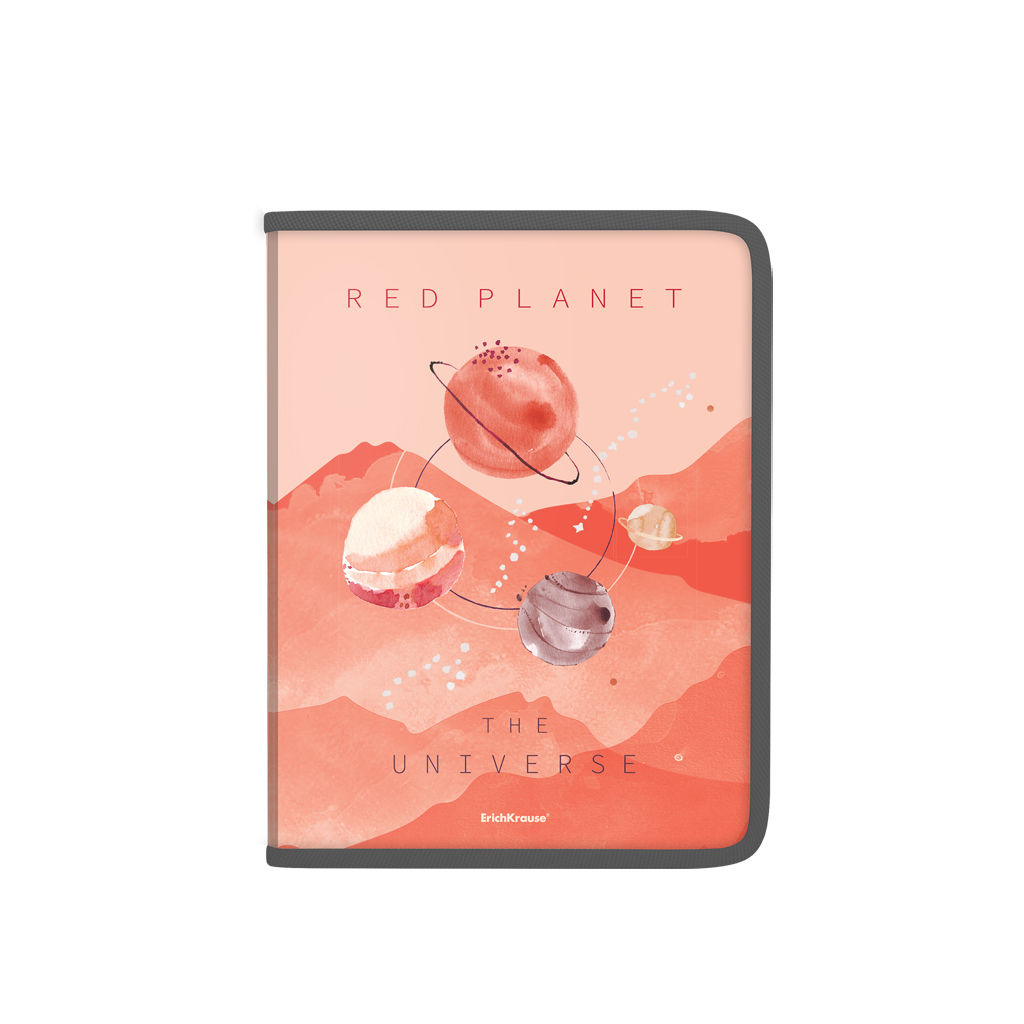 Цена за 4 шт. Папка для тетрадей на молнии пластиковая ErichKrause® Martian Girl, A4 (в пакете по 4 шт.)